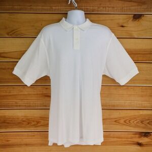 Lands' End Polo Golf Shirt Mens Size XL White Breathable Short Sleeves Collared
